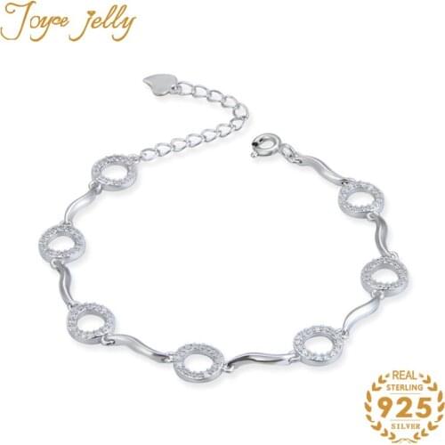 JoyceJelly Trendy Minimalist 925 sterling silver bracelets for women Chain Bracelet Silver Fine Jewelry Romantic Wedding Gift