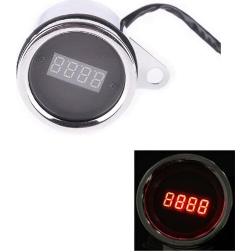 Motorcycle Red LED Light Digital Tachometer Tacho Speedometer Gauge Fit 1/2 Cylinder for Honda/ATV/Kawaki
