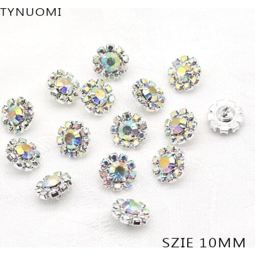 10Pcs/Set 16MM Round Rhinestone Buttons, Decorative Ornaments At The Floral Center DIY Clothing Craft Decoration Accessories