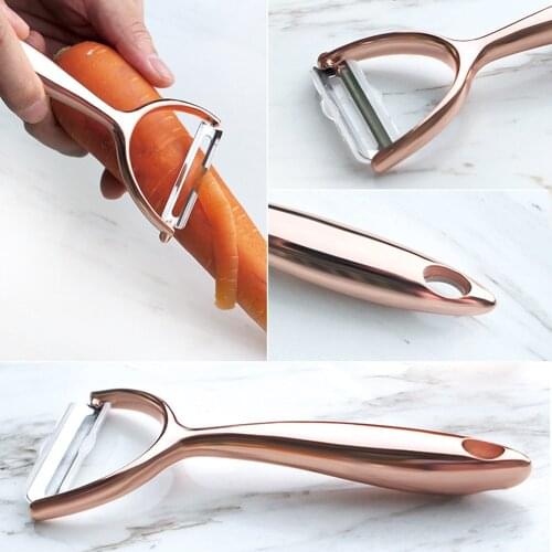 Zinc Alloy Peeler Y Type Rotatable Rose Gold Plated Peeler Fruit Vegetable Knife Sharp Blade Kitchen Tool