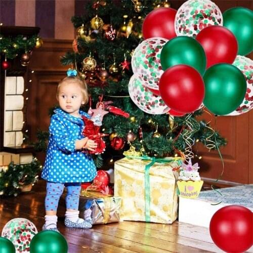 Latex Helium Balloons Garland Arch Kit With Red Ribbon Christmas Party Balloons 50Pcs Hot Red Green Confetti Balloons 12Inch