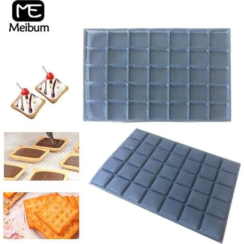 Meibum Black Porous 35 Cavity Silicone Mold Square Biscuit Cookie Mould Bread Cake Tart Tray Non Stick Bakeware Baking Pan