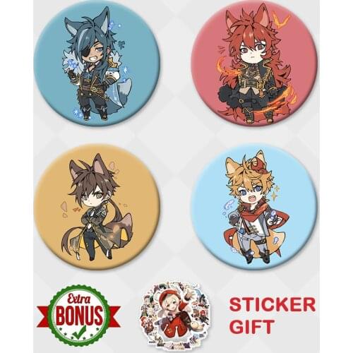 Genshin Impact Chibi Badge Anime Zhongli Tartaglia Diluc Kaeya Metal Brooch Cosplay Icon Hot Game Clothes Backpack Decor Gifts