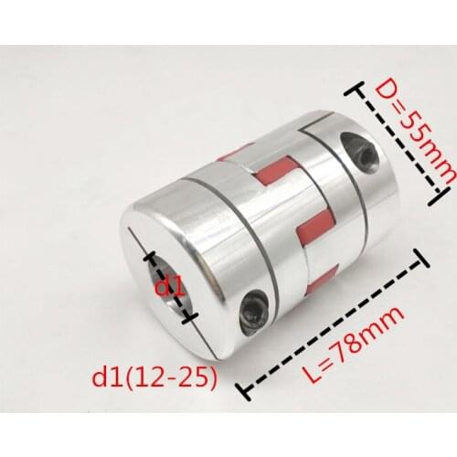 1pc Stepper Motor Shaft Coupler 8/10/12/14/16/20/25mm Flexible plum clamp shaft coupling D55 L78 CNC Jaw shaft coupling Coupler