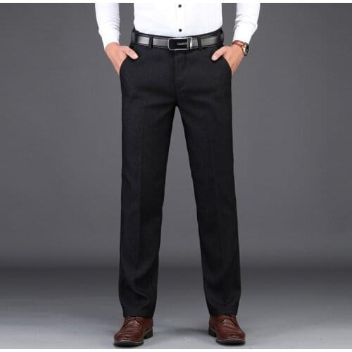 MenS Pants Cotton Casual Male Trousers Man Long Straight High Quality Fashion Business Slim Fit Baggy Black New Design