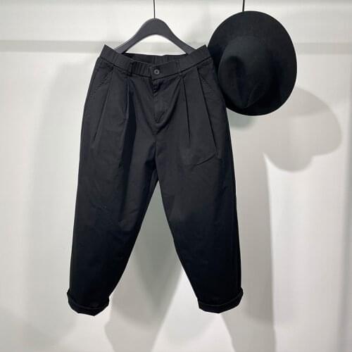 Owen Seak Men Casual Pencil Pants High Street Wear Mens Clothing England Sweatpants Preppy Autumn Winter Cross Black Pants