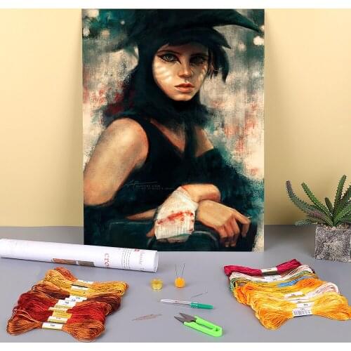 Portrait Printed 11CT Cross Stitch Kit Embroidery DMC Threads Handmade Painting Needlework Handiwork Package Jewelry