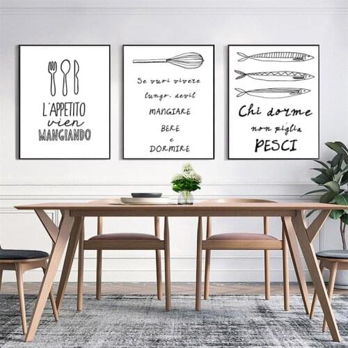 Nordic Cartoon Tableware Food Restaurant Kitchen Mural Painting Decorative Painting posters and prints for canteen dining room