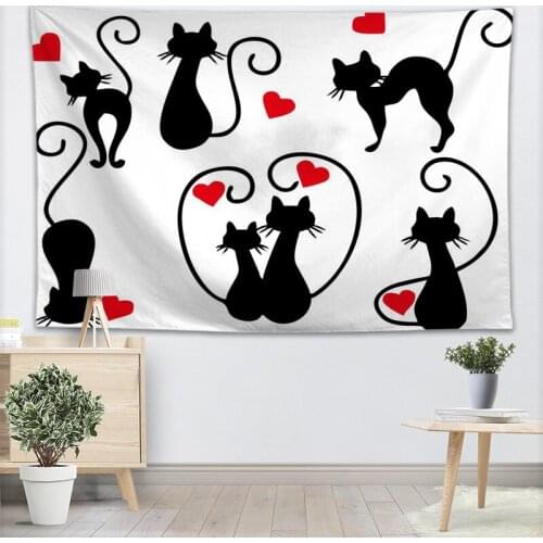 Funny Cat Wall Tapestry Custom Your Pattern Yoga Office Sofa Tapestry Bedspread For Kids Room College Dorm Decoration