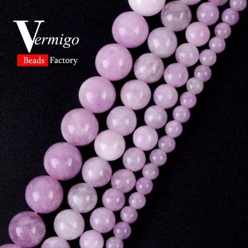 Wholesale Natural Stones Beads Purple Angelite Round Loose Beads For Needlework Jewelry Making 4 6 8 10mm Diy Bracelet 15"