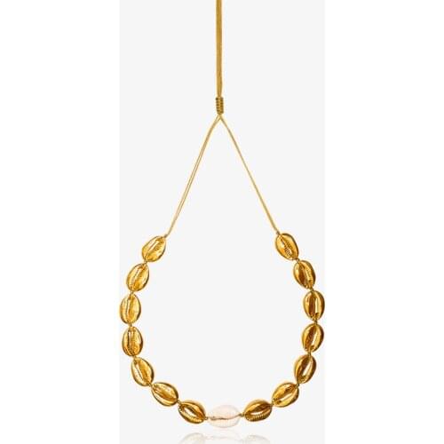 Puka Natural Shell gold cowrie Shell necklace women best friend cowry seashell necklace bijoux collier femme bohemian jewellry