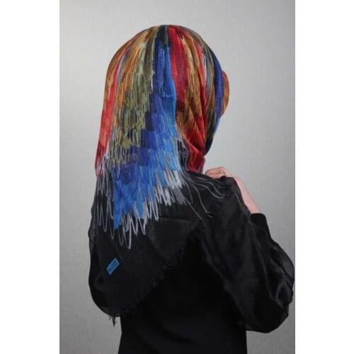 POLOİST SHİNE PATTERNED SILVERY LINEN SCARF-PATTERN-15-RENK-14