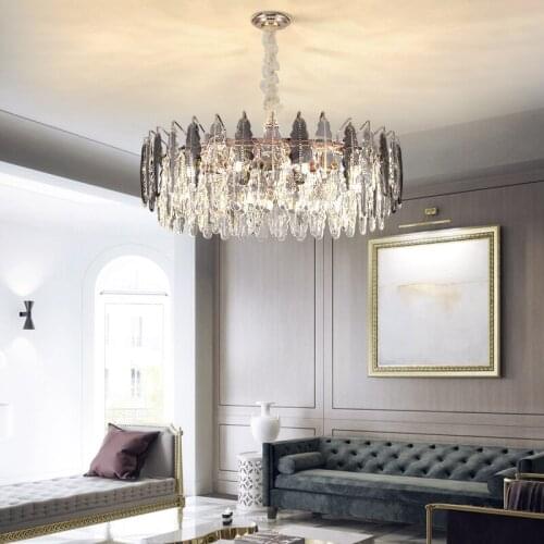 Nordic Luxury Crystal Pendant Lamp Creative Smoky Gray Luster Living Room Dining Room Hanging Light Home Decor Indoor Lighting