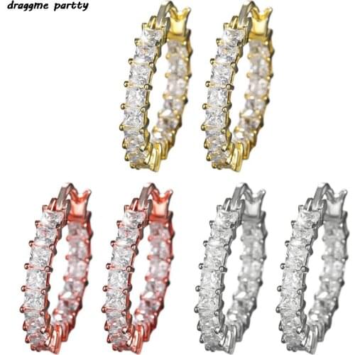 New Trendy Cubic Zirconia Earrings Hoops For Women Party Daily Wearable Delicate Girl Earrings Luxury Female Jewelry Ear Buckle