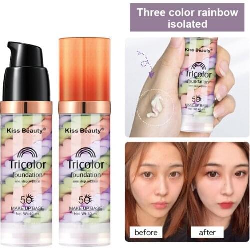 40g Tri-Color Full Coverage Foundation Makeup Skin-Friendly Natural Brighten Concealer Cream Base Skin Care Foundation TSLM2