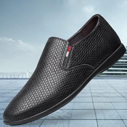 Genuine Leather Fashion Mens Shoes New Luxury Business Formal Oxfords All-Match Casual Shoes Men Black Loafers Man Slip on Shoe