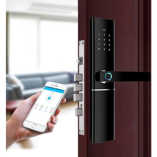 RAYKUBE FPC Fingerprint Smart Door Lock Intelligent Electronic Lock Fingerprint Verification With Password Card APP Unlock R-FK1