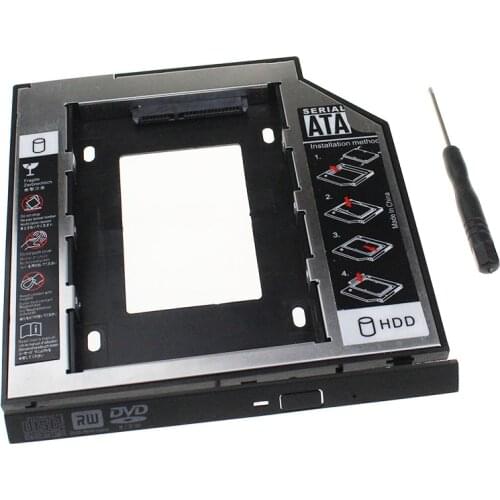 Universal SATA 3.0 2nd HDD Caddy 9.5mm For 2.5" SSD Case HDD Enclosure With LED For Laptop DVD CD ROM, Material Plastic Steel