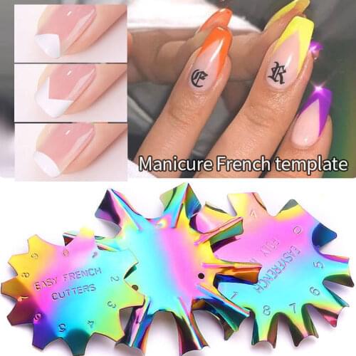 V Line Nail Template Smile Line Stainless Steel French Tips Edge Cutter Stencil New French Nail Art