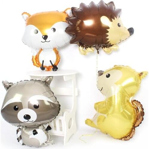 Jungle Hedgehog Fox Raccoon Squirrel Balloons Cartoon Animal Foil Balloon Accessories Birthday Safari Party Decor Kids Toys