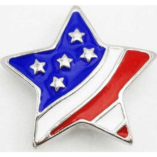 XH1044 Usa Five-pointed star Independence Day Metal Snap Button Jewelry ( Fit 18mm 20mm Snap)