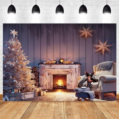 Yeele Christmas Background Photography Winter Fireplace Dog Wooden Board Indoor Backdrop Baby Photocall Photo Studio Photophone