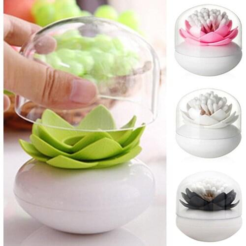 1 Pc Cotton Swab Box Holder Lotus Home Decor Toothpicks Organizer Cotton Bud Swab Holder Storage Box 4 Colors Cotton Swab Case
