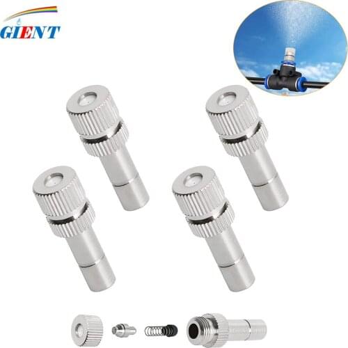 10Pcs 1/4" Inch 0.1-0.6 Quick Pushing Nozzles Nickeled Fogging Spray Sprinkler Misting Garden Nozzle For Misting Cooling System