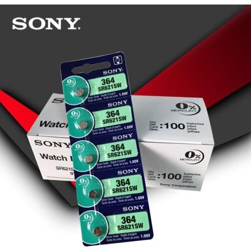 200pcs Sony 100% Original 364 SR621SW V364 SR60 SR621 AG1 Watch Battery Button Coin Cell MADE IN JAPAN