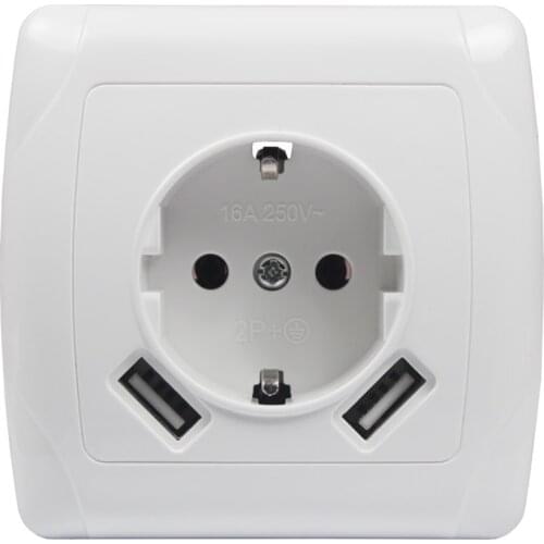 2019 new style USB Wall Socket Free shipping Double USB Port 5V 2A pared prise electrique prise usb murale steckdose LLA-02