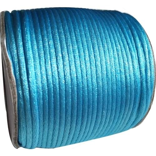 2mm Aqua Blue Rattail Satin Nylon Cord Jewelry Findings Accessories Macrame Rope Bracelet Thread Beading Cord 60m/Roll