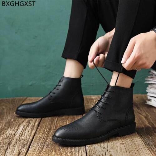 Ankle Boots Man Black Martin Boots for Men Male Outdoor Shoes Men Luxury Designer Men Casual Shoes Leather Boots for Man 2021