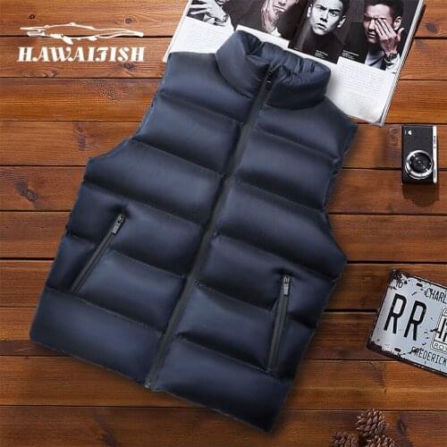 Hawaifish brand mens waistcoat thick warm casual high quality Down cotton vest male autumn and winter Korean version jacket