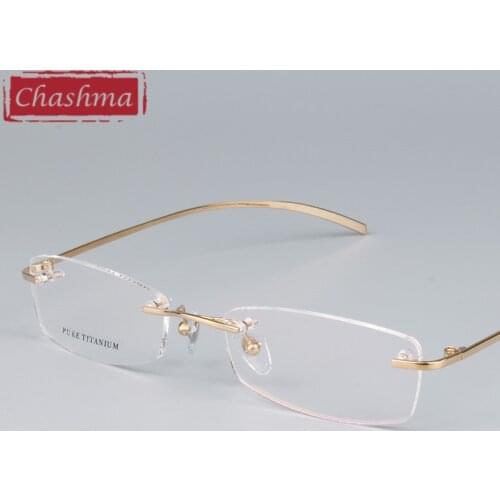 Chashma Brand Eyeglass Pure Titanium Light Rimless Designer Glasses Quality Frame Prescription Glasses Frames for Men and Women
