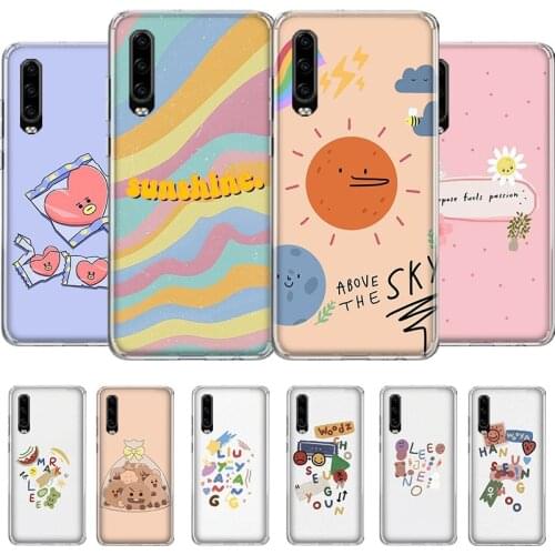 Rainbow Smile Face Sticker Label Phone Case For Huawei Honor Y 5 6 7 8 9 10 20 LITE A X S Pro NO/Finger Cover Coque soft Silicon