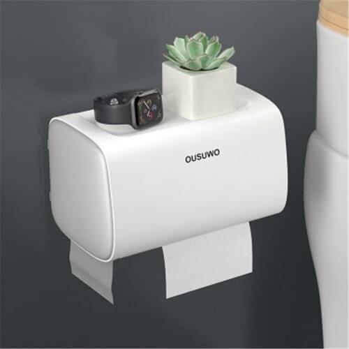 Double-Layer Toilet Paper Holder Waterproof Tissue Case Storage Box Free Punch Sanitary Napkin Shelf Garbage Bag Organizer Box