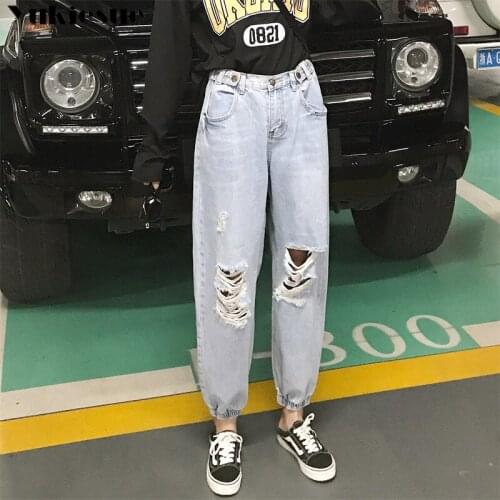 High waisted jeans woman denim harem pants fashionable womans jeans for women ripped boyfriend jeans womens jeans Plus size