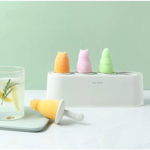 Ice Cream Mold Popsicle DIY Tool Silicone 4-hole Ice Mold Children Dessert Ice Cream Mold Kitchen Tools DIY Ice Cream Ice World