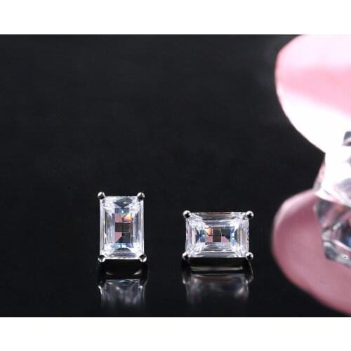 Fashion Exquisite Square CZ White Crystal Stud Earring 2021 Charm Women Zircon Eternal Wedding Engagement Earring Party Jewelry