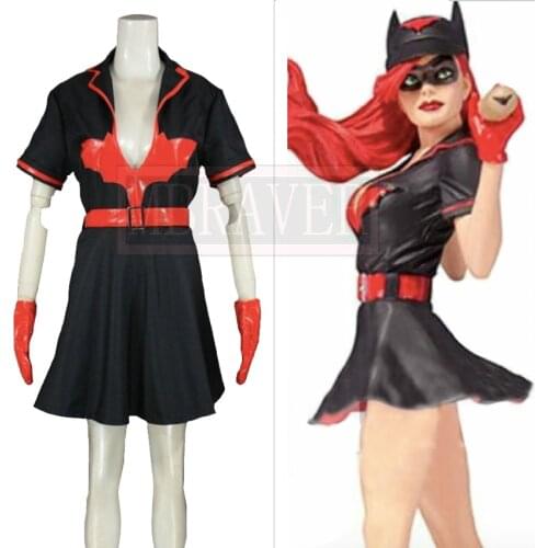 Superheroine Batwoman Cosplay Costume Halloween Costumes Custom Made Free Shipping