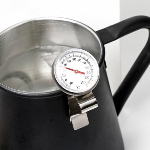 Hangable Stainless Steel Round Thermometer, Disc Pointer Display, Coffee and Milk Foam Etched Temperature Measurement