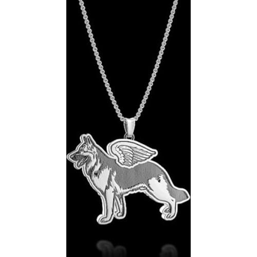 Daisies 1pc Handmade German Shepherd Angel Puppy Pet Lovers Unique Design Pendant Animal Necklaces Gift for Women and Girls