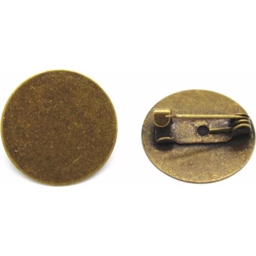 100 PCS 15mm 18mm Flat Base Antique Bronze Plated Metal Copper Brooch Blank Settings DIY Jewelry Accessories