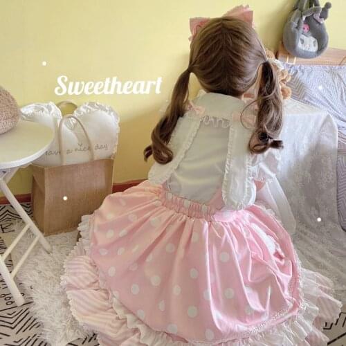 Cute Soft Girl Lolita Blouse Summer Japanese Lace Rabbit Ears Shirt Kawaii Puff Sleeve White Pink Female Blusas Ruffles Tops New