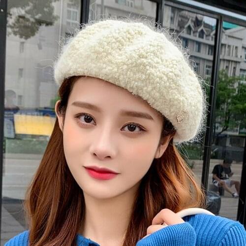 Fashion New Style Lady Spring Winter Warmer Velvet Beret Cap Sweet Woman Outdoor Sports Travel Warmth Pumpkin Hat Christmas Gift