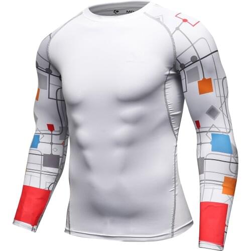 Cody Lundin Mens Digital Printed Compression Rash Guard Gym Long Sleeve Jiu Jitsu Shirt