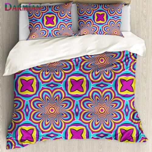 DARMIAN Colorful Mandala Print Bohemian Duvet Cover Set Multi-size Single Double Bed Linen Quilt Cover and Pillowcase 3Pcs/Set