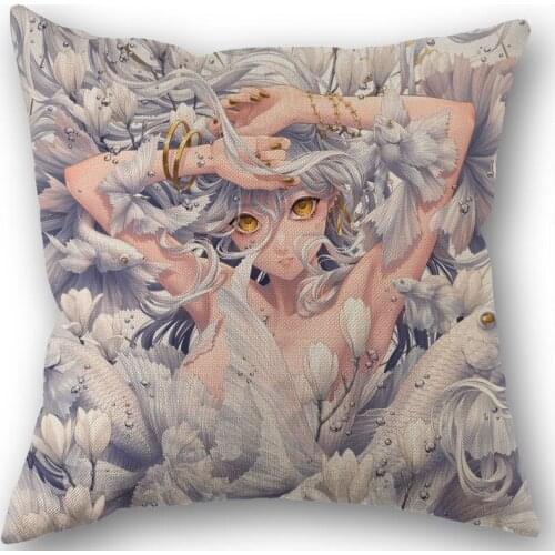 Anime Beautiful Girl Minami Pillow Covers Cases Cotton Linen Zippered Square Decorative Pillowcase Outdoor,Office,Home Cushion