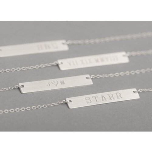 Custom Bar Necklace - Mothers Day Present - Personalized Name Plate Necklace - Delicate Layering Necklace -Valentines Day Gift