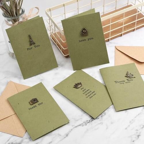 Greeting Card with Envelope Korean Creative Gilding Birthday Gift Small Card Card Three-Dimensional Thank You Message Card